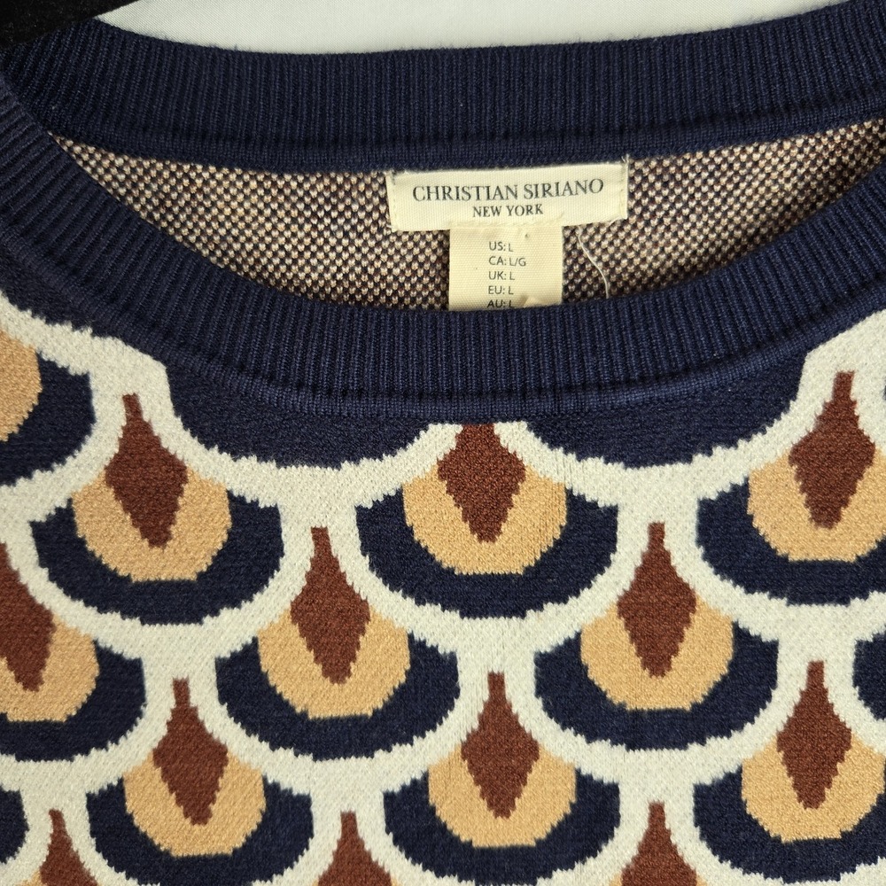 Christian Siriano NY Geometric Knit Sweater Cropped Womens Large Mod Retro - Picture 2 of 5